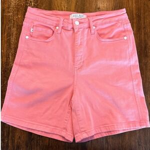 Judy Blue High Waisted Pink Denim Shorts Womens Size L Garment Dyed